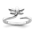 Sterling Silver Rhodium-plated Dragonfly Toe Ring, 1.65 mm