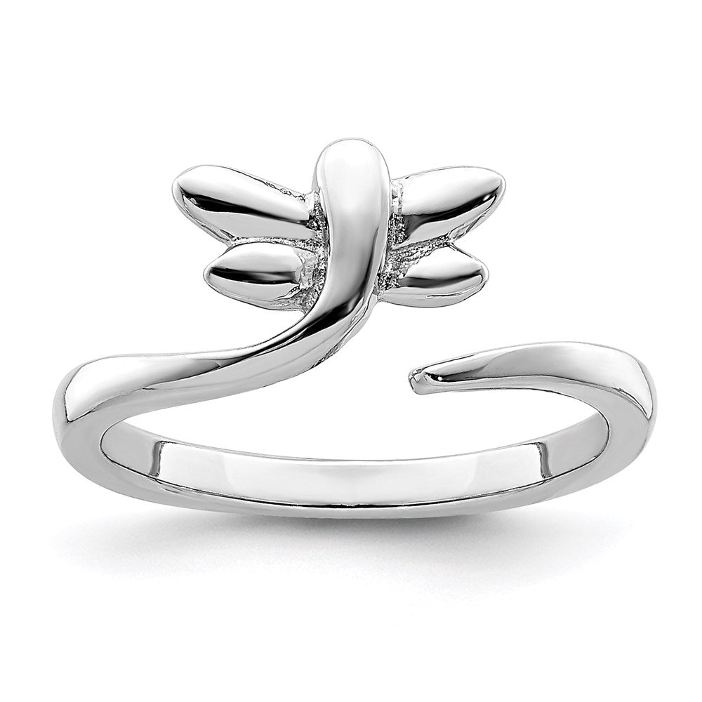 Sterling Silver Rhodium-plated Dragonfly Toe Ring, 1.65 mm
