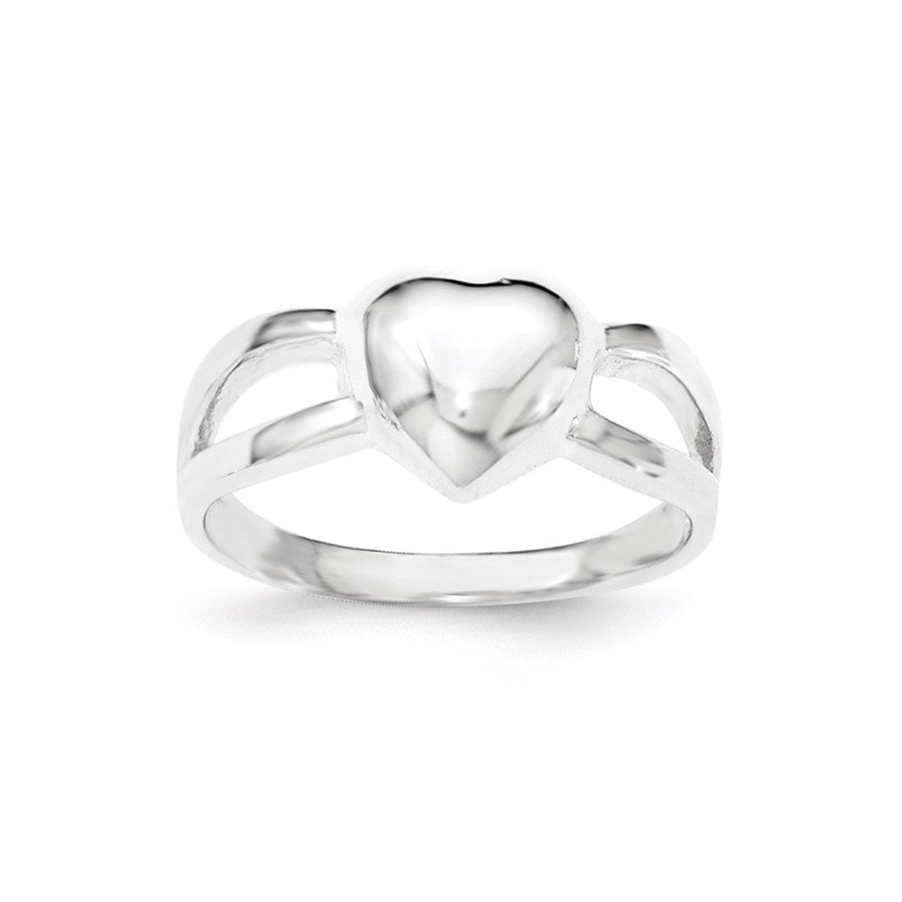 Sterling Silver Polished Heart Ring, Size 8
