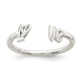 Sterling Silver Polished 'Love' Adjustable Ring, 1.6 mm