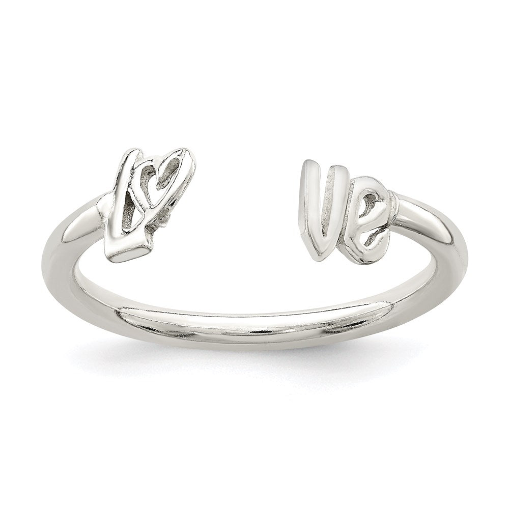 Sterling Silver Polished 'Love' Adjustable Ring, 1.6 mm