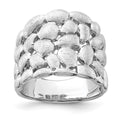 Sterling Silver Rhodium-plated Polished & Satin Textured Nugget Ring, Size 6