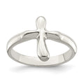 Sterling Silver Vertical Tiny Freeform Cross Ring, Size 6