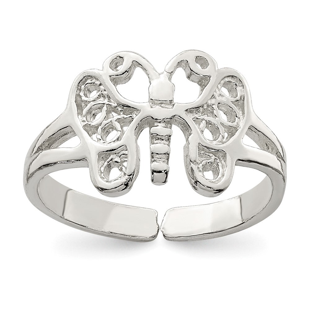 Sterling Silver Butterfly Toe Ring, 2 mm