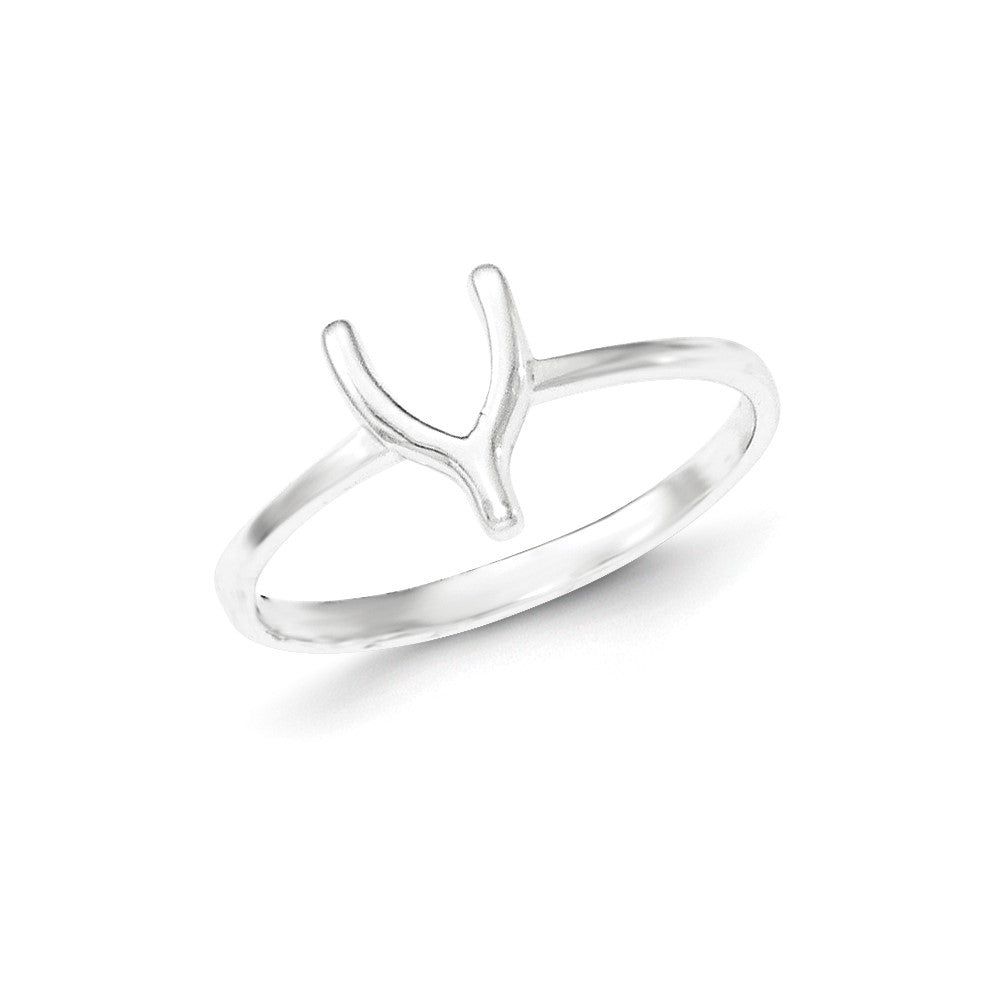 Sterling Silver Polished Wishbone Ring, Size 8