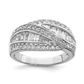 Sterling Silver Rhodium-plated CZ Ring, Size 6, 5.18 g