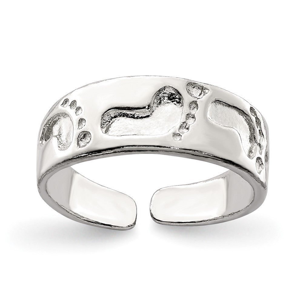 Sterling Silver Foot Print Toe Ring, 5 mm