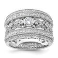Sterling Silver Rhodium-plated w/CZ Ring, Size 6, 6 g