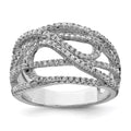 Sterling Silver Rhodium-plated CZ Micro pav‚ Ring, Size 6