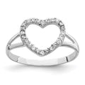 Sterling Silver Rhodium-plated Polished CZ Heart Ring, Size 8