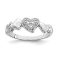 Sterling Silver Rhodium-plated CZ Heart Ring, Size 8