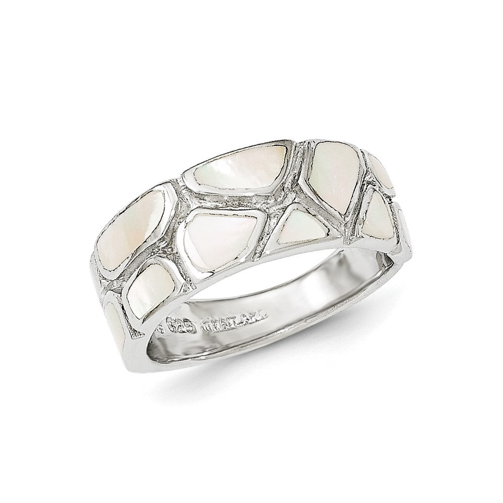 Sterling Silver Polished Mother of Pearl Ring, Size 6