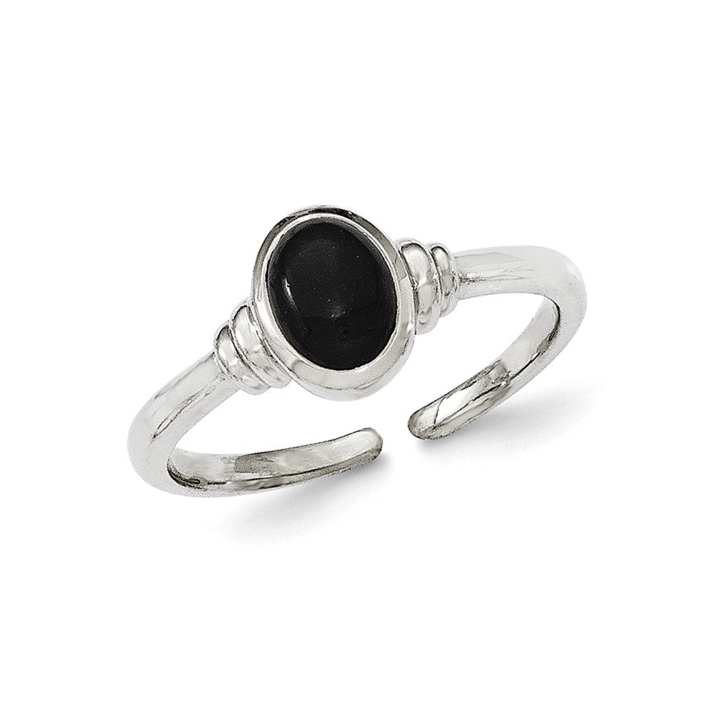 Sterling Silver Black Agate Ring, Size 7
