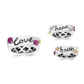 Sterling Silver w/14k Rhodolite Garnet Faith Hope Love Ring, 0.63 ct, Size 8