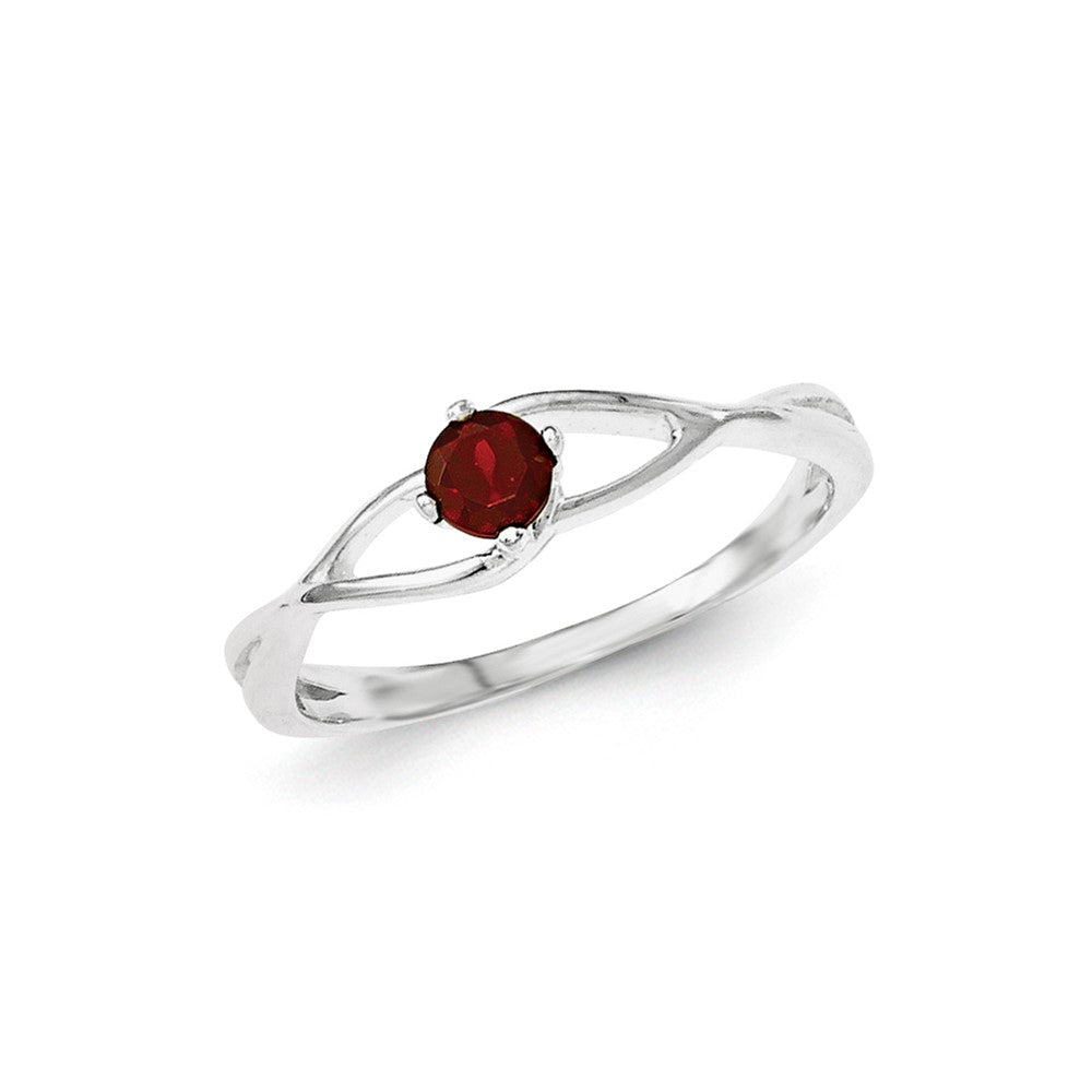 Sterling Silver Red CZ Sol Ring, Size 8