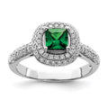 Pure Fire Sterling Silver Rhod-plated White & Green CZ Ring, Size 6