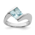 Sterling Silver Rhodium-plated Polished Blue CZ Ring, Size 8