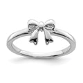 Sterling Silver Rhodium-plated Polished Bow Children's Ring, Size 3, 7.5 mm