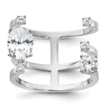 Sterling Silver Rhodium-plated CZ Adjustable Ring, Size 7