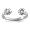 Sterling Silver Rhodium-plated Polished CZ Adjustable Cuff Ring, 2.5 mm