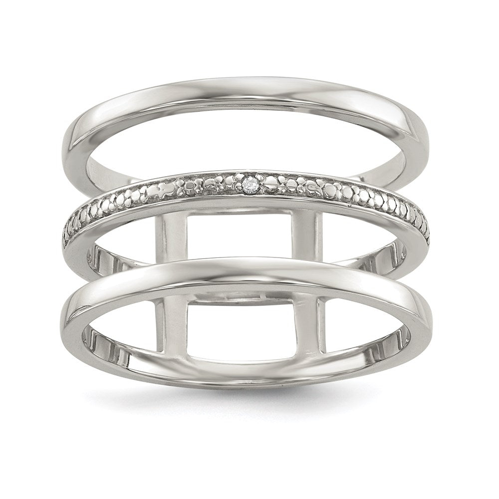 Sterling Silver Diamond Accent Ring, 0.005 ct, Size 7, 4.07 g