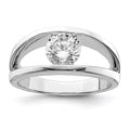 Sterling Silver Rhodium-plated CZ Ring, Size 7, 4.76 g