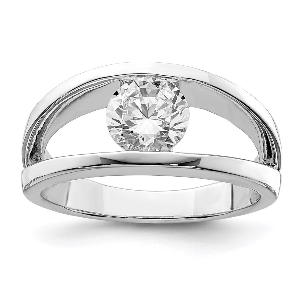 Sterling Silver Rhodium-plated CZ Ring, Size 7, 4.76 g