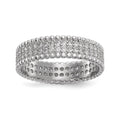 Sterling Silver Rhodium-plated Polished CZ 5.0mm Band, Size 8, 5 mm