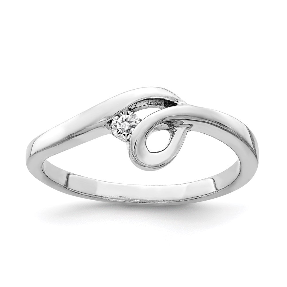 Sterling Silver Rhodium-plated Polished with CZ Ring, Size 7, 1.81 g