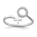Sterling Silver Rhodium-plated X and O CZ Ring, Size 7