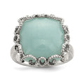 Sterling Silver Rhod-plated Created Amazonite Polished/Textured Ring, 13 ct, Size 8, 2.85 mm