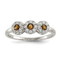 Sterling Silver Champagne CZ Ring, Size 7