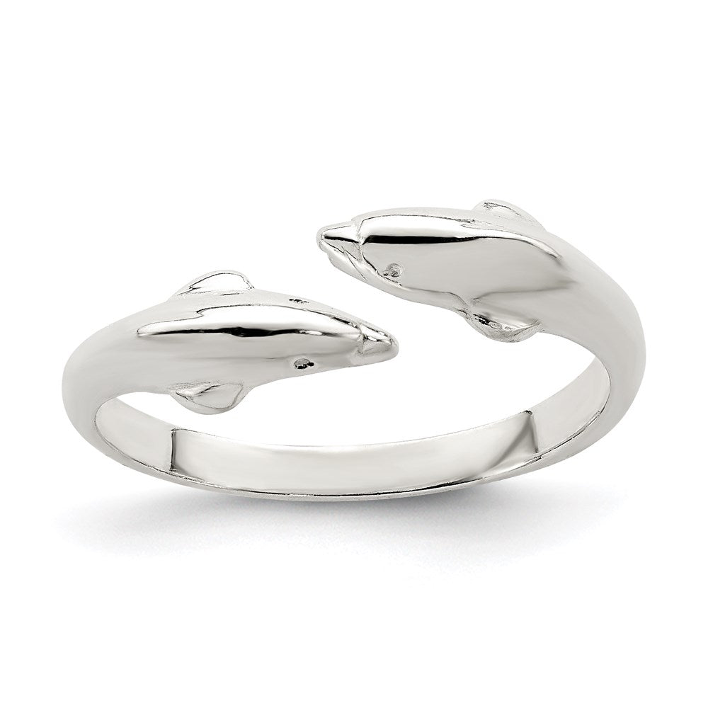 Sterling Silver Polished Dolphin Toe Ring, 2 mm