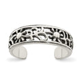 Sterling Silver Antiqued Floral Toe Ring, 5 mm