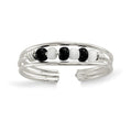Sterling Silver Black & White Beaded Toe Ring, 3 mm