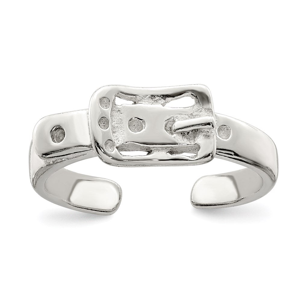 Sterling Silver Antiqued Buckle Toe Ring, 4 mm
