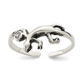 Sterling Silver Antiqued Lizard CZ Toe Ring, 2 mm