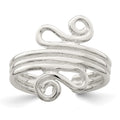 Sterling Silver Polished Scroll Toe Ring, 3 mm