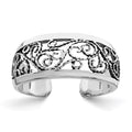 Sterling Silver Antiqued Floral Toe Ring, 7 mm