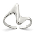 Sterling Silver Adjustable Polished Toe Ring, 2 mm