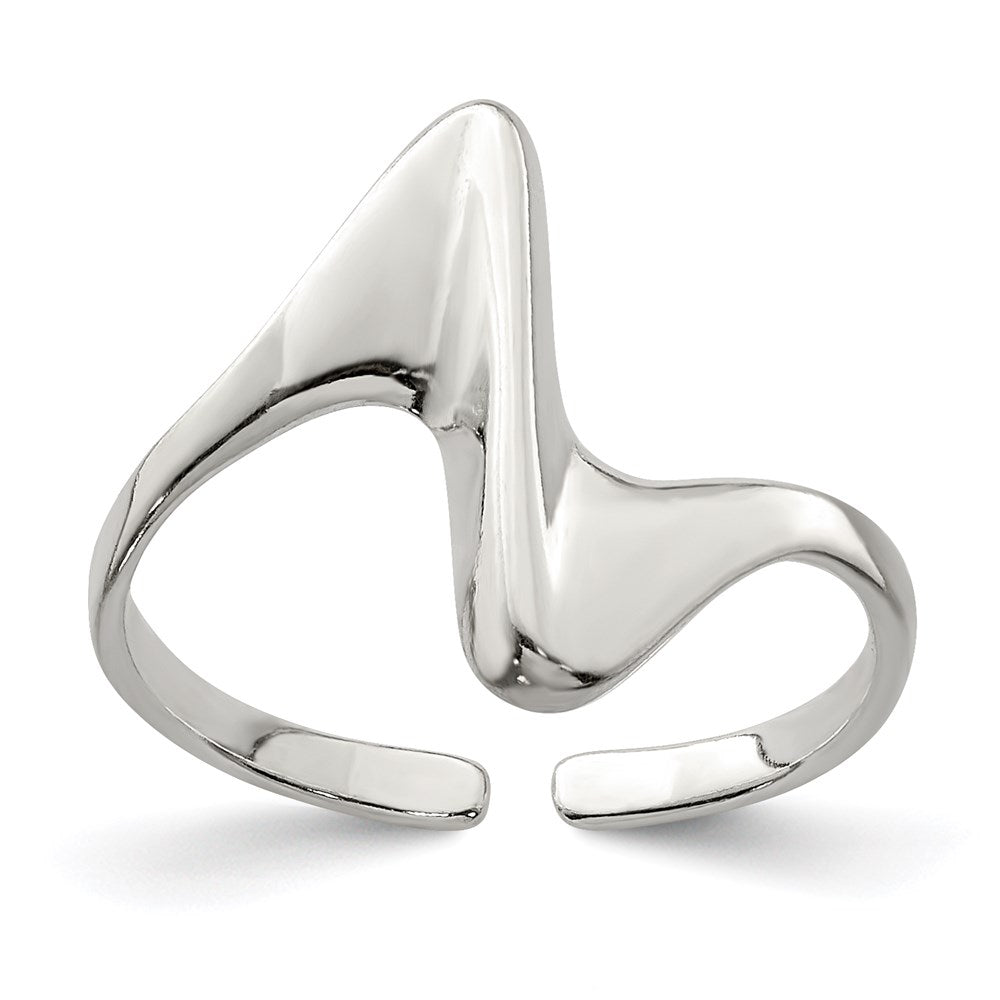 Sterling Silver Adjustable Polished Toe Ring, 2 mm