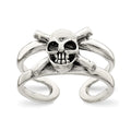 Sterling Silver Antiqued Skull Toe Ring, 6 mm