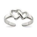 Sterling Silver Solid Heart Toe Ring, 3 mm