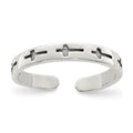 Sterling Silver Antiqued Crosses Toe Ring, 3 mm