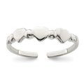 Sterling Silver Hearts Toe Ring, 1 mm