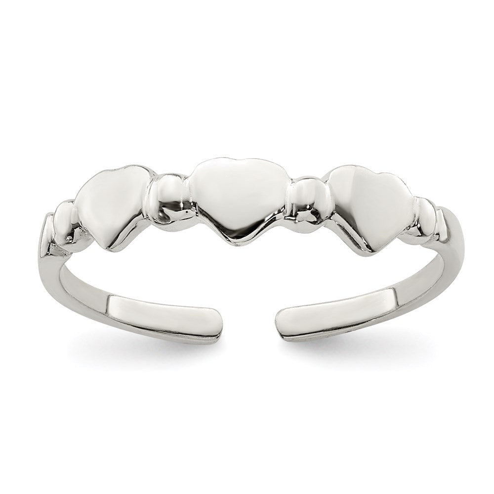 Sterling Silver Hearts Toe Ring, 1 mm