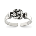 Sterling Silver Antiqued Love Knot Toe Ring, 3 mm