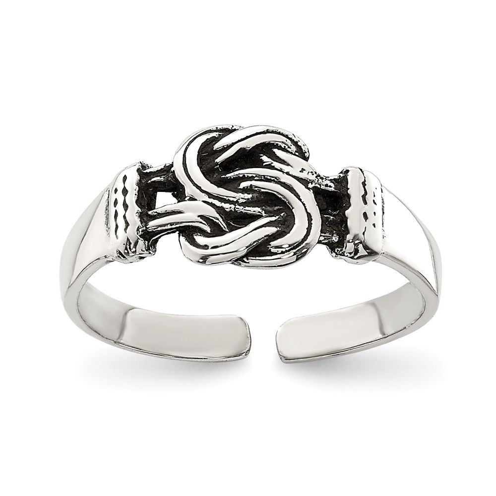 Sterling Silver Antiqued Love Knot Toe Ring, 3 mm