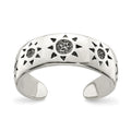 Sterling Silver Antiqued Sun Toe Ring, 6 mm