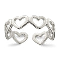 Sterling Silver Cut-out Hearts Toe Ring, 5 mm
